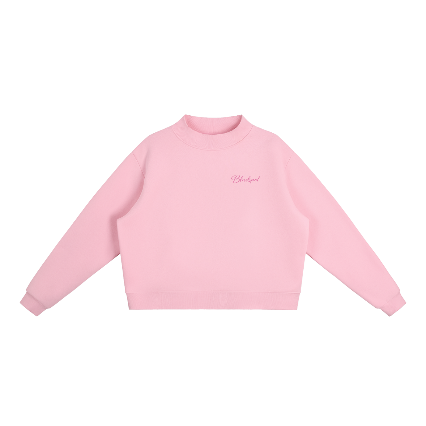 Pink Fleece Mock-Neck Crew Sweatshirt