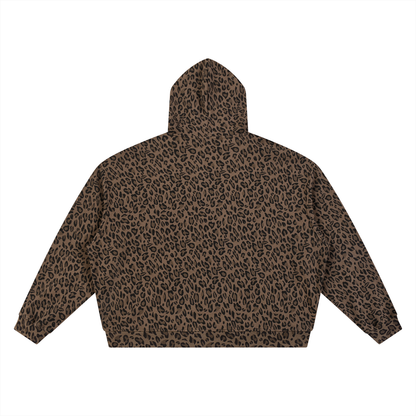 BLNDSPOT Stacked Leopard Waffle Knit Zip-Up Hoodie