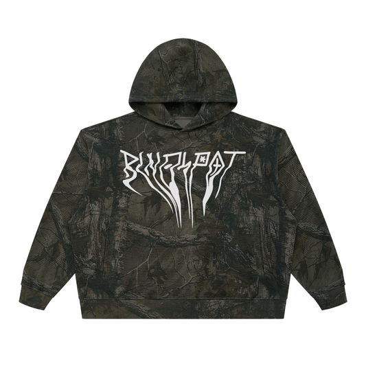 BLNDSPOT Distorted Tree Camo Waffle Knit Hoodie