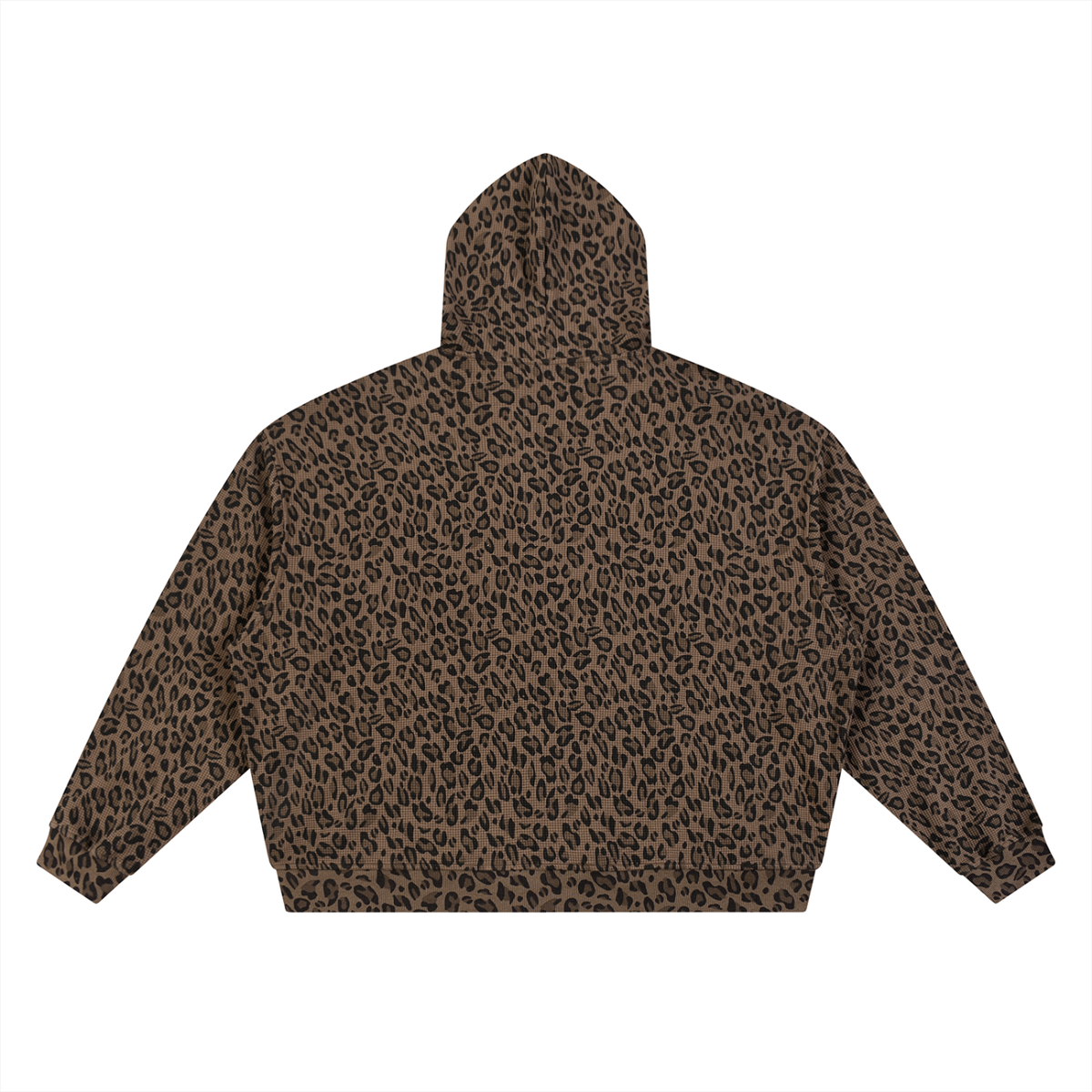 BLNDSPOT Script Leopard Waffle Knit Zip-Up Hoodie