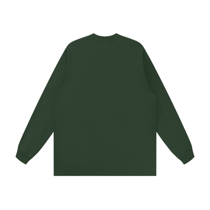 Dark Green Raw Hem Long-Sleeve T-Shirt