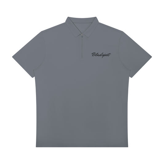 Gray Blue Quarter-Zip Polo Shirt