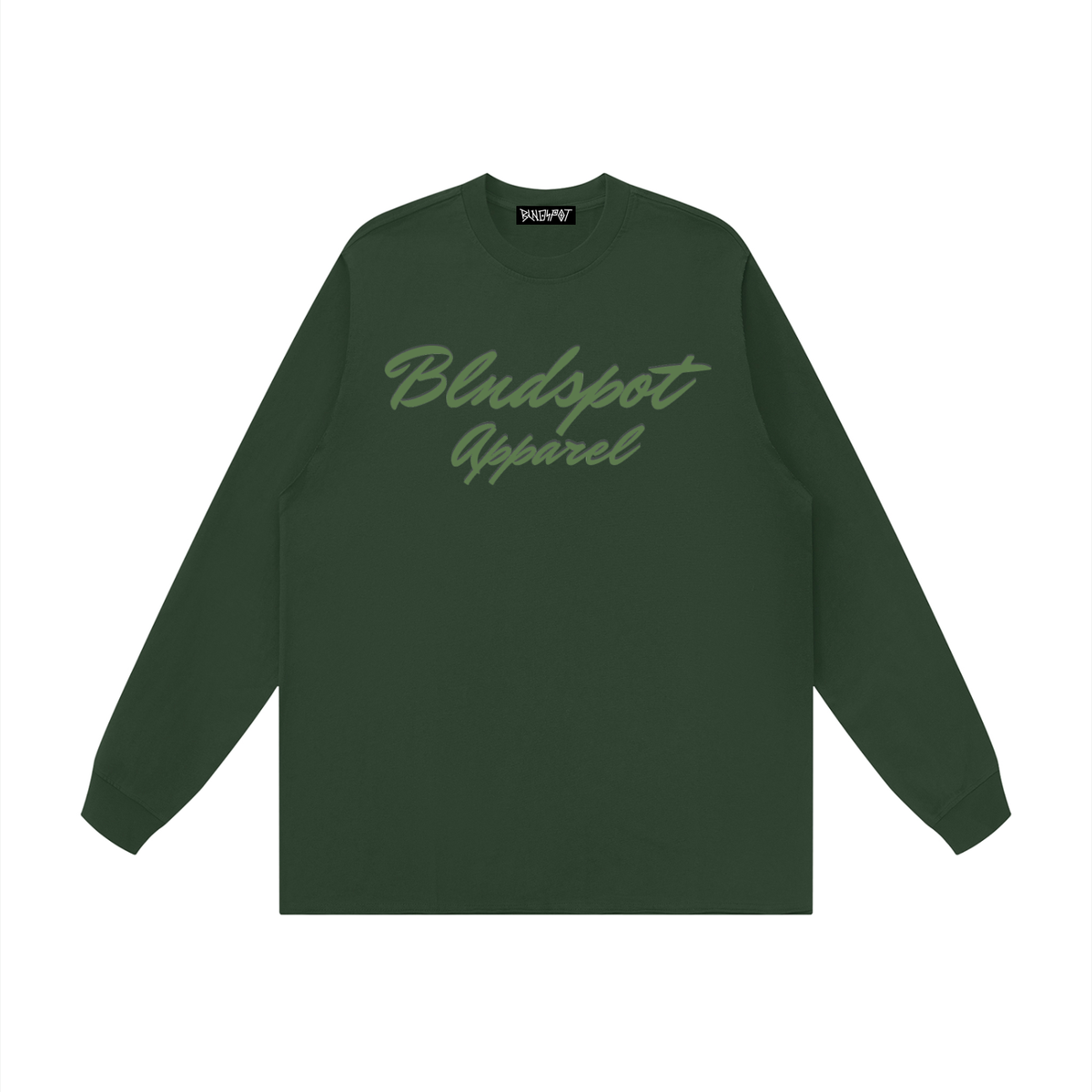 Dark Green Raw Hem Long-Sleeve T-Shirt