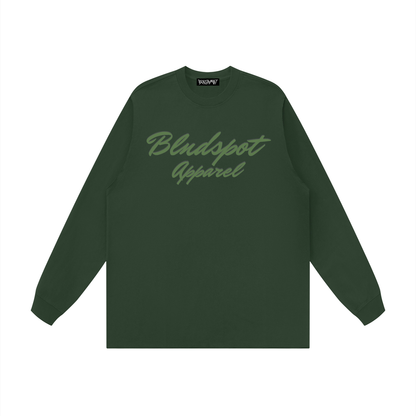 Dark Green Raw Hem Long-Sleeve T-Shirt