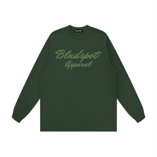 Dark Green Raw Hem Long-Sleeve T-Shirt