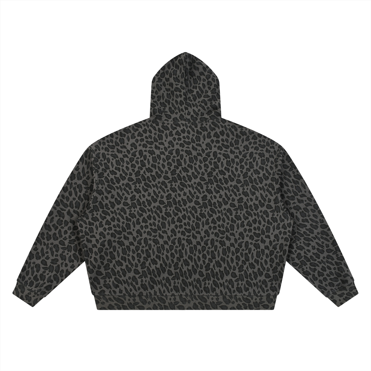 BLNDSPOT Script Leopard Waffle Knit Zip-Up Hoodie